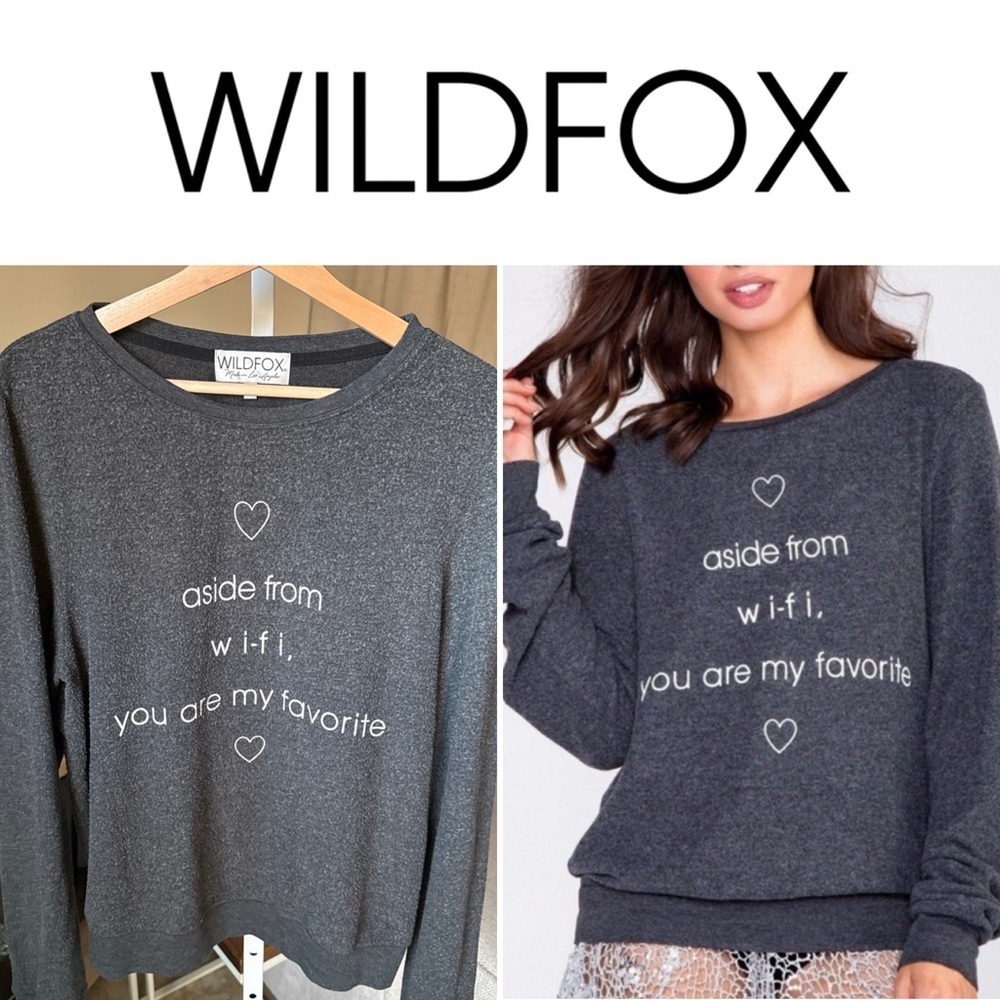 Wildfox Women’s Graphic Gray Jumper Aside From Wifi You Are My Favorite Size M
